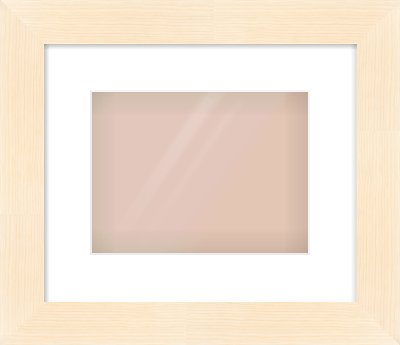 Natural Wood Flat Frame for 24 × 18cm artwork, with Smooth White Single Mount