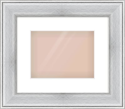 Brushed Silver Cushion Frame for 24 × 18cm artwork, with Smooth White Single Mount