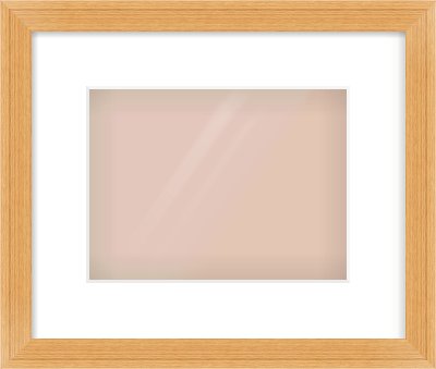 Oak Veneer Flat Frame for 24 × 18cm artwork, with Smooth White Single Mount