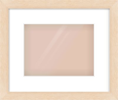Natural Wood Flat Frame for 24 × 18cm artwork, with Smooth White Single Mount