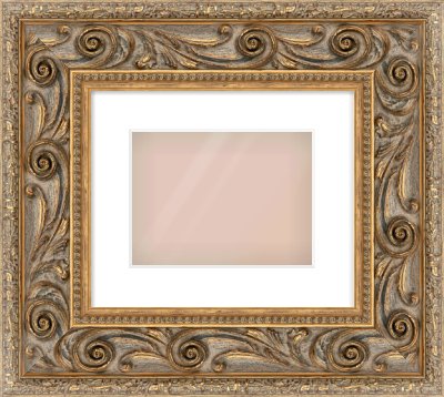 Gold Spoon Frame for 24 × 18cm artwork, with Smooth White Single Mount