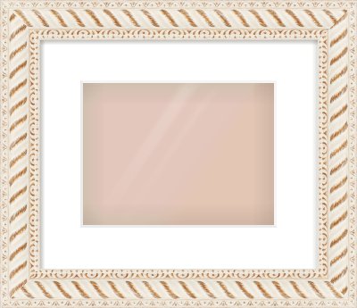 Off White & Gold Dome Frame for 24 × 18cm artwork, with Smooth White Single Mount