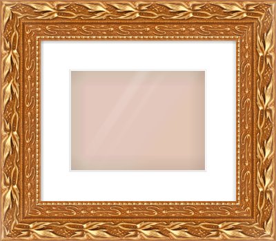 Gold Spoon Frame for 24 × 18cm artwork, with Smooth White Single Mount