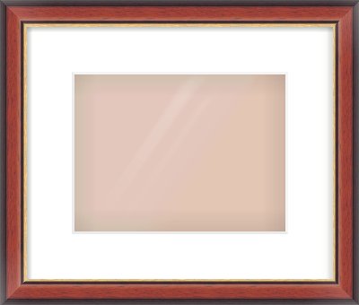 Brown Cushion Frame for 24 × 18cm artwork, with Smooth White Single Mount