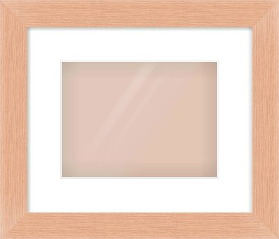 Oak Effect Flat Frame for 24 × 18cm artwork, with Smooth White Single Mount
