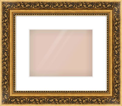 Gold Spoon Frame for 24 × 18cm artwork, with Smooth White Single Mount