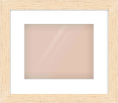 Natural wood Flat Frame for 10 × 8in artwork, with Smooth White Single Mount