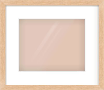Light Oak Veneer Flat Frame for 10 × 8in artwork, with Smooth White Single Mount