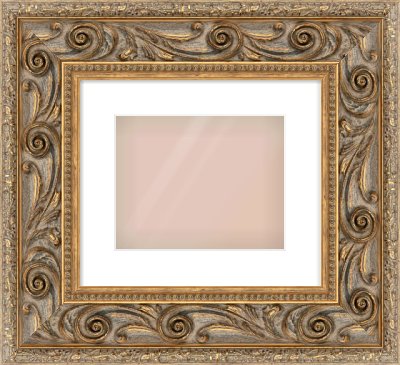 Gold Spoon Frame for 10 × 8in artwork, with Smooth White Single Mount