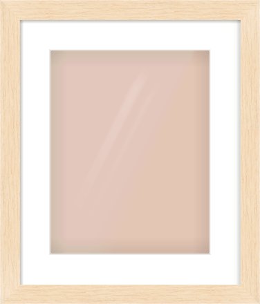 Natural wood Flat Frame for 11 × 14in artwork, with Smooth White Single Mount