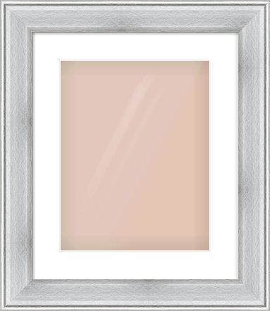 Brushed Silver Cushion Frame for 11 × 14in artwork, with Smooth White Single Mount