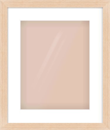 Light Oak Veneer Flat Frame for 11 × 14in artwork, with Smooth White Single Mount