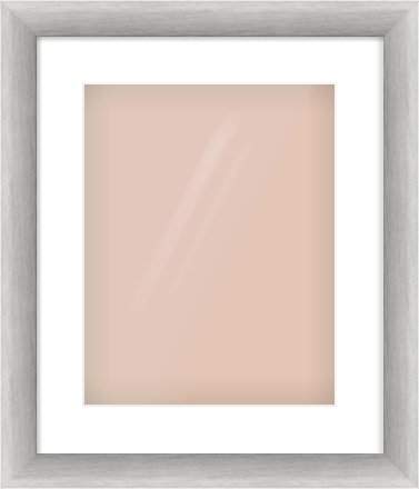 Silver Cushion Frame for 11 × 14in artwork, with Smooth White Single Mount