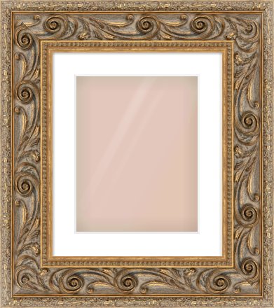 Gold Spoon Frame for 11 × 14in artwork, with Smooth White Single Mount