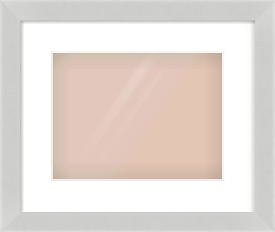 Matte Silver Flat Frame for 28 × 21cm artwork, with Smooth White Single Mount