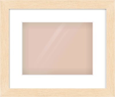 Natural wood Flat Frame for 28 × 21cm artwork, with Smooth White Single Mount