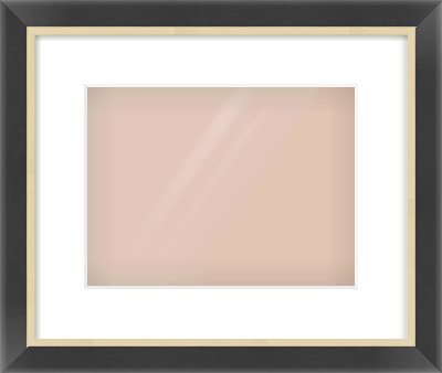 Black/Gold Flat Frame for 28 × 21cm artwork, with Smooth White Single Mount