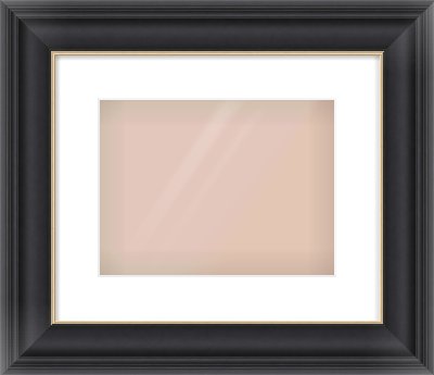 Black/Gold Scoop Frame for 28 × 21cm artwork, with Smooth White Single Mount
