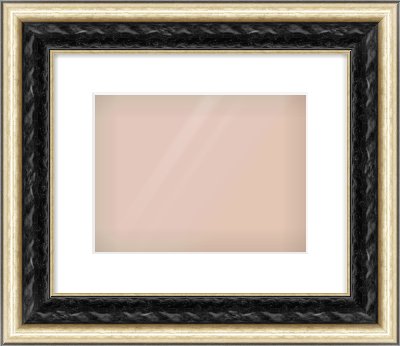 Black & Champagne Silver Spoon Frame for 28 × 21cm artwork, with Smooth White Single Mount