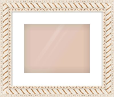 Off White & Gold Dome Frame for 28 × 21cm artwork, with Smooth White Single Mount