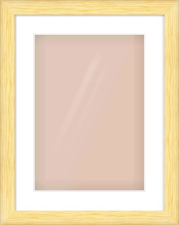 Natural Wood Cushion Frame for 297 × 420mm artwork, with Smooth White Single Mount