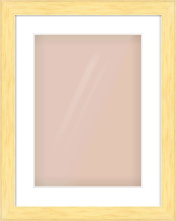 Natural Wood Stepped Flat Frame for 297 × 420mm artwork, with Smooth White Single Mount