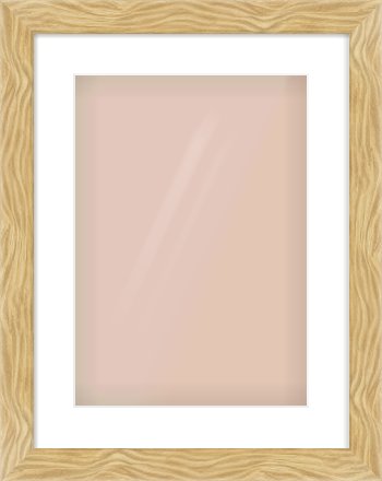 Natural Wood Flat Frame for 297 × 420mm artwork, with Smooth White Single Mount