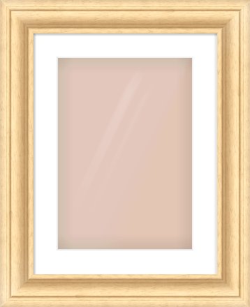 Natural Wood Scoop Frame for 297 × 420mm artwork, with Smooth White Single Mount