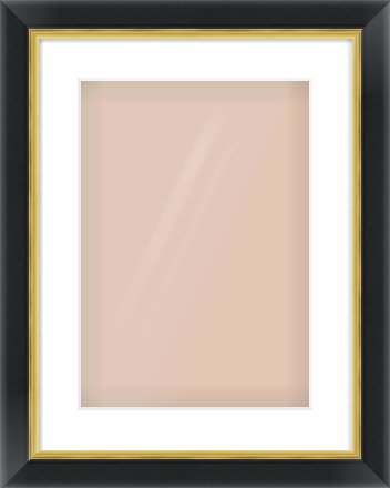 Black/Gold Reverse Frame for 297 × 420mm artwork, with Smooth White Single Mount