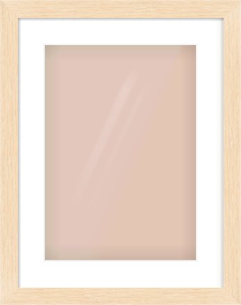 Natural wood Flat Frame for 297 × 420mm artwork, with Smooth White Single Mount