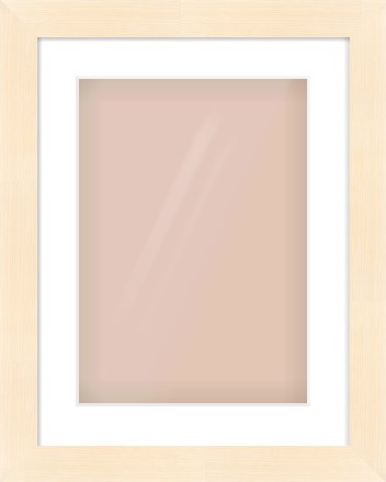 Natural Wood Flat Frame for 297 × 420mm artwork, with Smooth White Single Mount