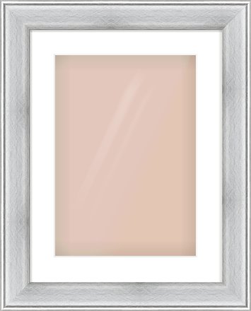 Brushed Silver Cushion Frame for 297 × 420mm artwork, with Smooth White Single Mount