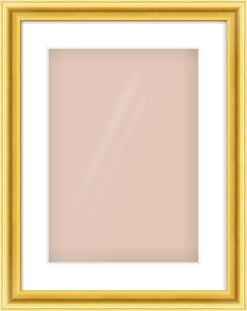 Gold Cushion Frame for 297 × 420mm artwork, with Smooth White Single Mount