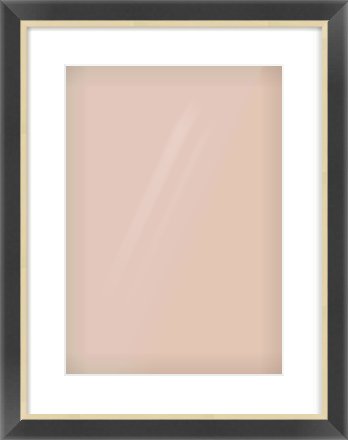 Black/Gold Flat Frame for 297 × 420mm artwork, with Smooth White Single Mount