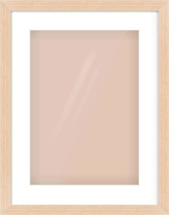 Light Oak Veneer Flat Frame for 297 × 420mm artwork, with Smooth White Single Mount