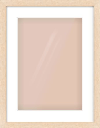 Natural Wood Flat Frame for 297 × 420mm artwork, with Smooth White Single Mount