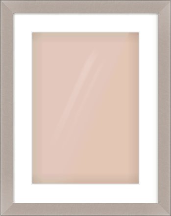 Brushed Silver & Black Sided Flat Frame for 297 × 420mm artwork, with Smooth White Single Mount