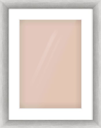 Silver Cushion Frame for 297 × 420mm artwork, with Smooth White Single Mount