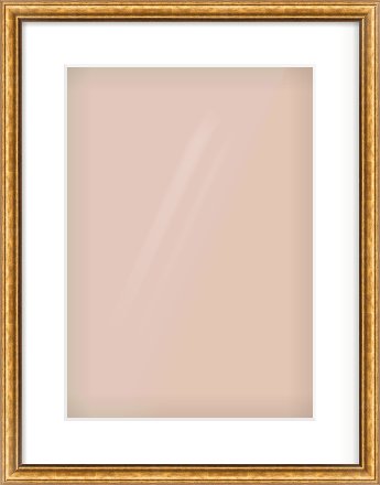 Gold Cushion Frame for 297 × 420mm artwork, with Smooth White Single Mount