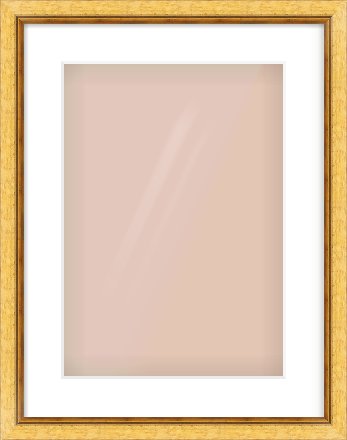 Gold Leaf Flat Frame for 297 × 420mm artwork, with Smooth White Single Mount
