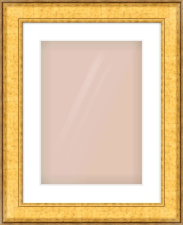 Gold Flat Frame for 297 × 420mm artwork, with Smooth White Single Mount