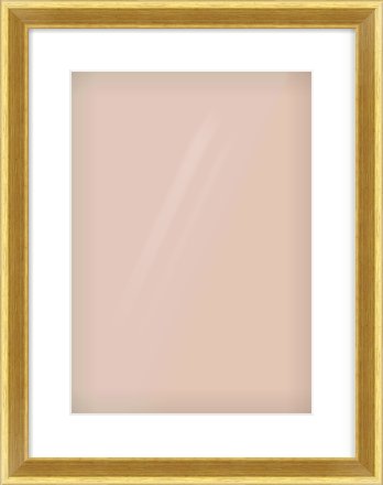 Gold Cushion Frame for 297 × 420mm artwork, with Smooth White Single Mount