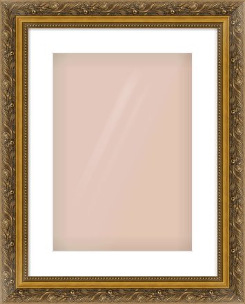 Gold Scoop Frame for 297 × 420mm artwork, with Smooth White Single Mount