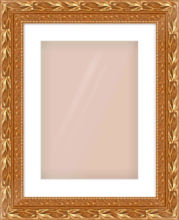 Gold Spoon Frame for 297 × 420mm artwork, with Smooth White Single Mount