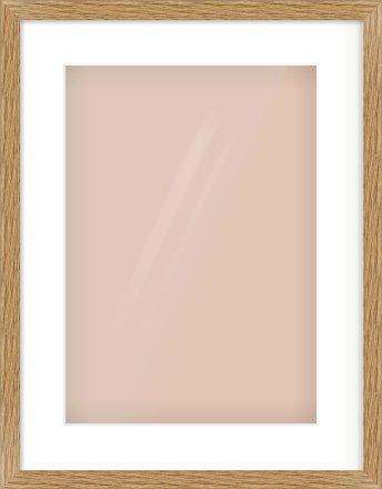 Oak Effect Flat Frame for 297 × 420mm artwork, with Smooth White Single Mount