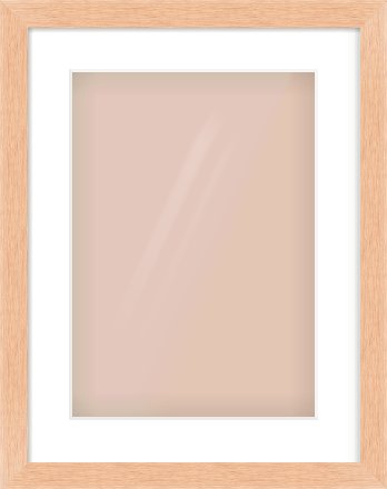 Oak Effect Flat Frame for 297 × 420mm artwork, with Smooth White Single Mount