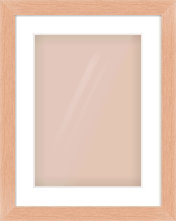 Oak Effect Flat Frame for 297 × 420mm artwork, with Smooth White Single Mount