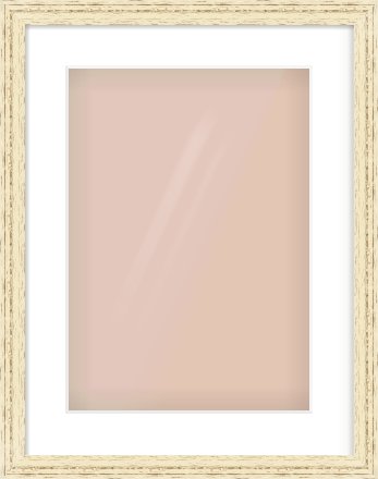 Distressed Cream Wood Grain Flat Frame for 297 × 420mm artwork, with Smooth White Single Mount
