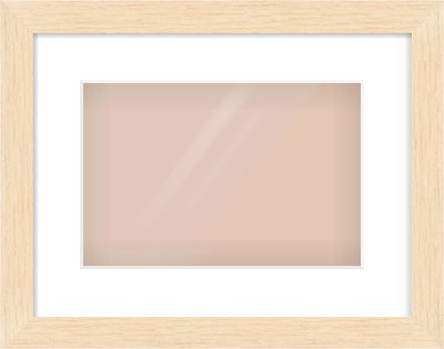 Natural wood Flat Frame for 30 × 20cm artwork, with Smooth White Single Mount