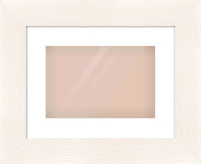 Ivory Driftwood Flat Frame for 30 × 20cm artwork, with Smooth White Single Mount